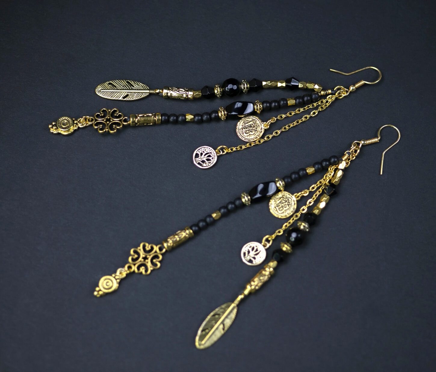 The Black Gold Earring Set – Vera Black - Main Image