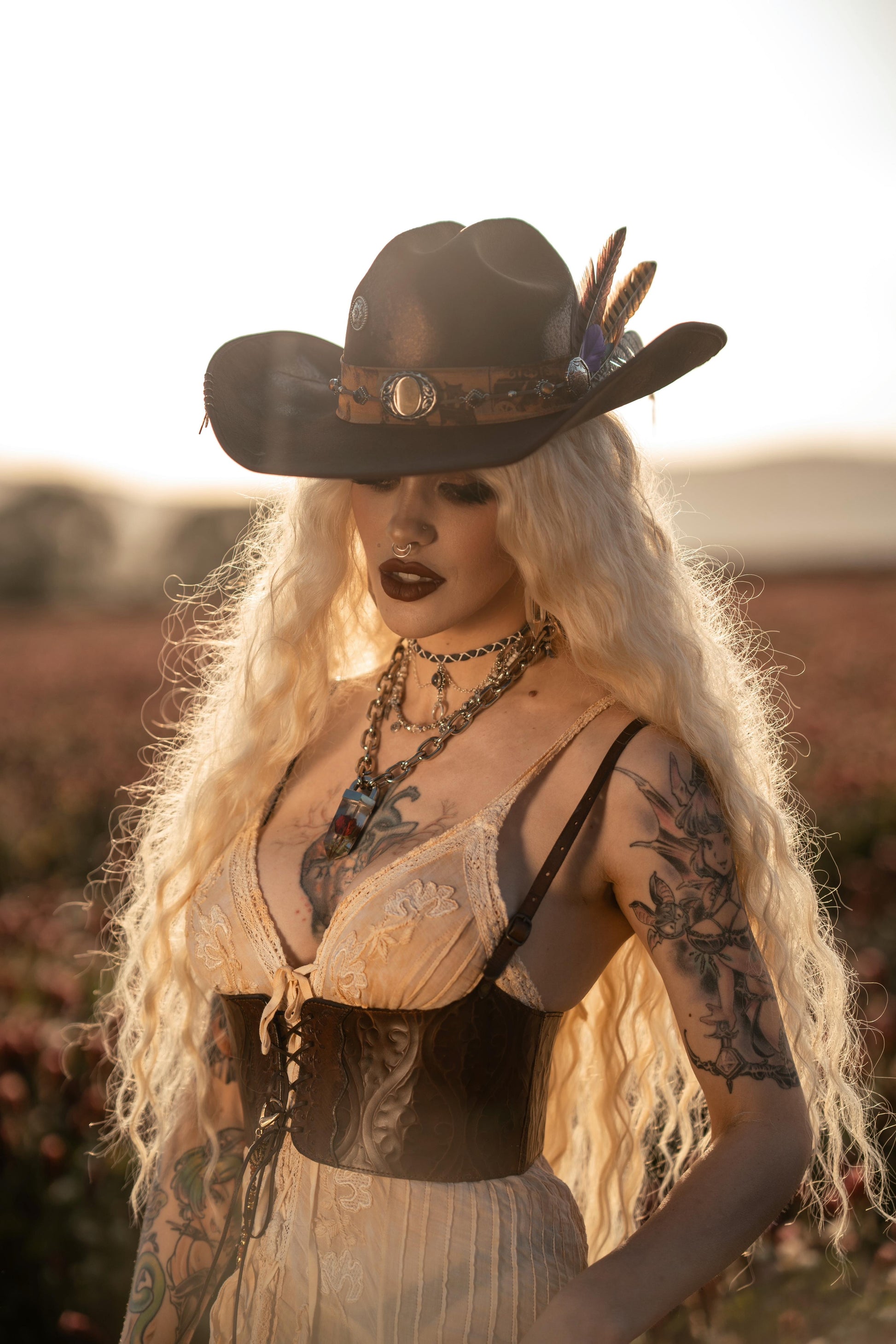 The Sierra Cattleman Cowboy Hat - Unisex wide brim distressed effect cowboy cowgirl hat, western style wool felt rancher hat