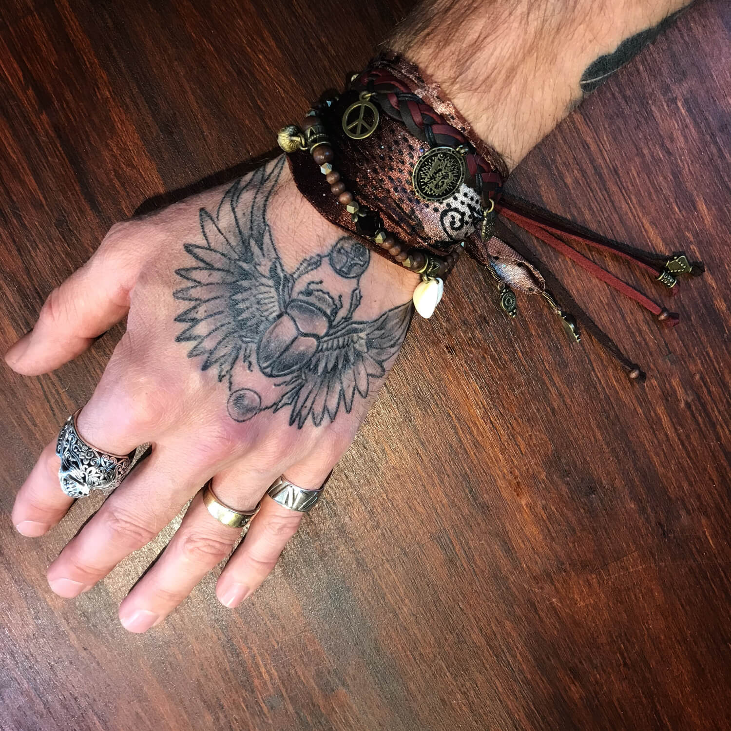 Velvet Underground Cuff Bracelet Set Pirate Layered Gypsy Fabric Wrist Wrap Unisex Bracelet Set For Men And Women Rock n Roll Style