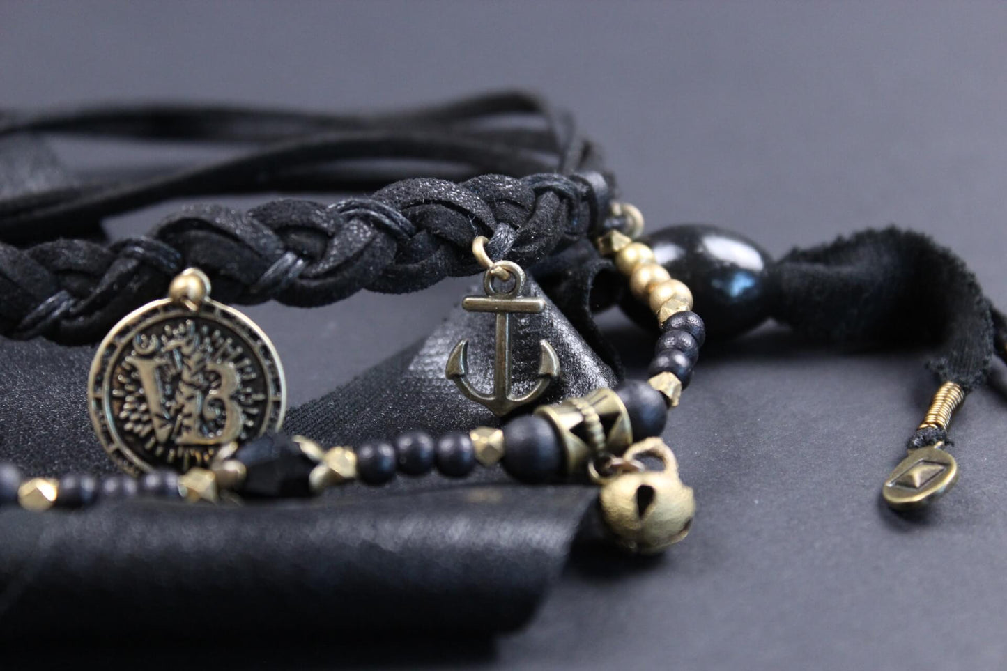 The Pirate's Treasure Cuff Bracelet Set Pirate Layered Gypsy Fabric Wrist Wrap Unisex Bracelet Set For Men And Women Rock n Roll Style