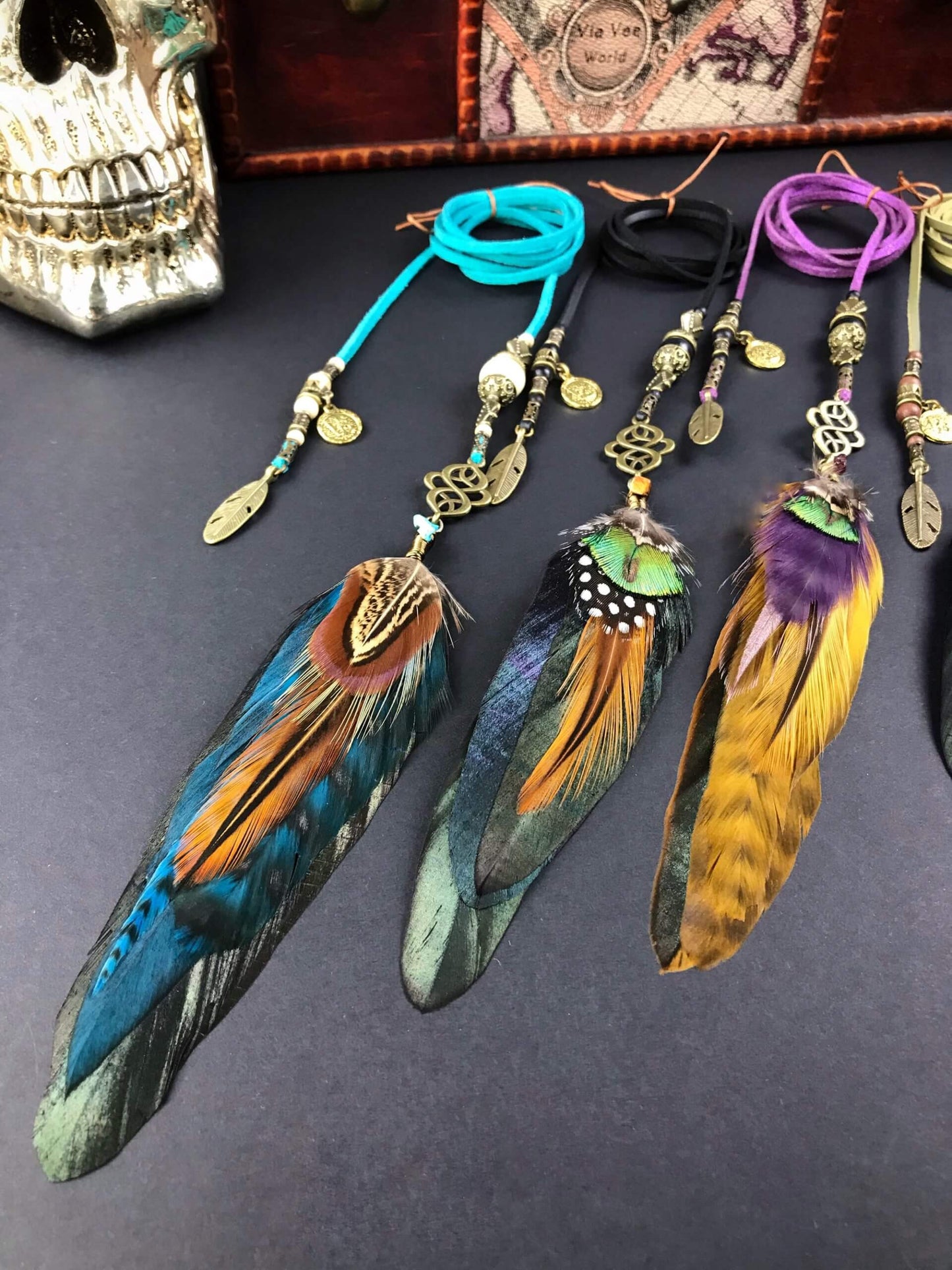 Beaded Feather Hair Braiders, braid into hair, hippie accessory, bohemian style hair braid, tribal style hair braid, festival hair accessory