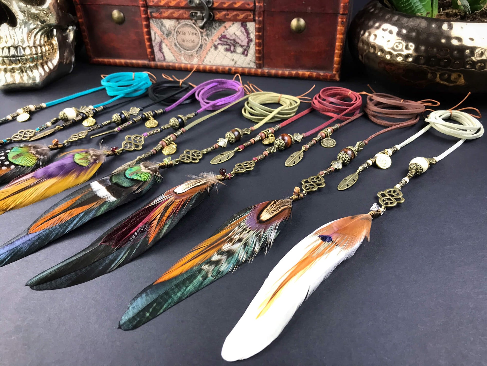 Beaded Feather Hair Braiders, braid into hair, hippie accessory, bohemian style hair braid, tribal style hair braid, festival hair accessory