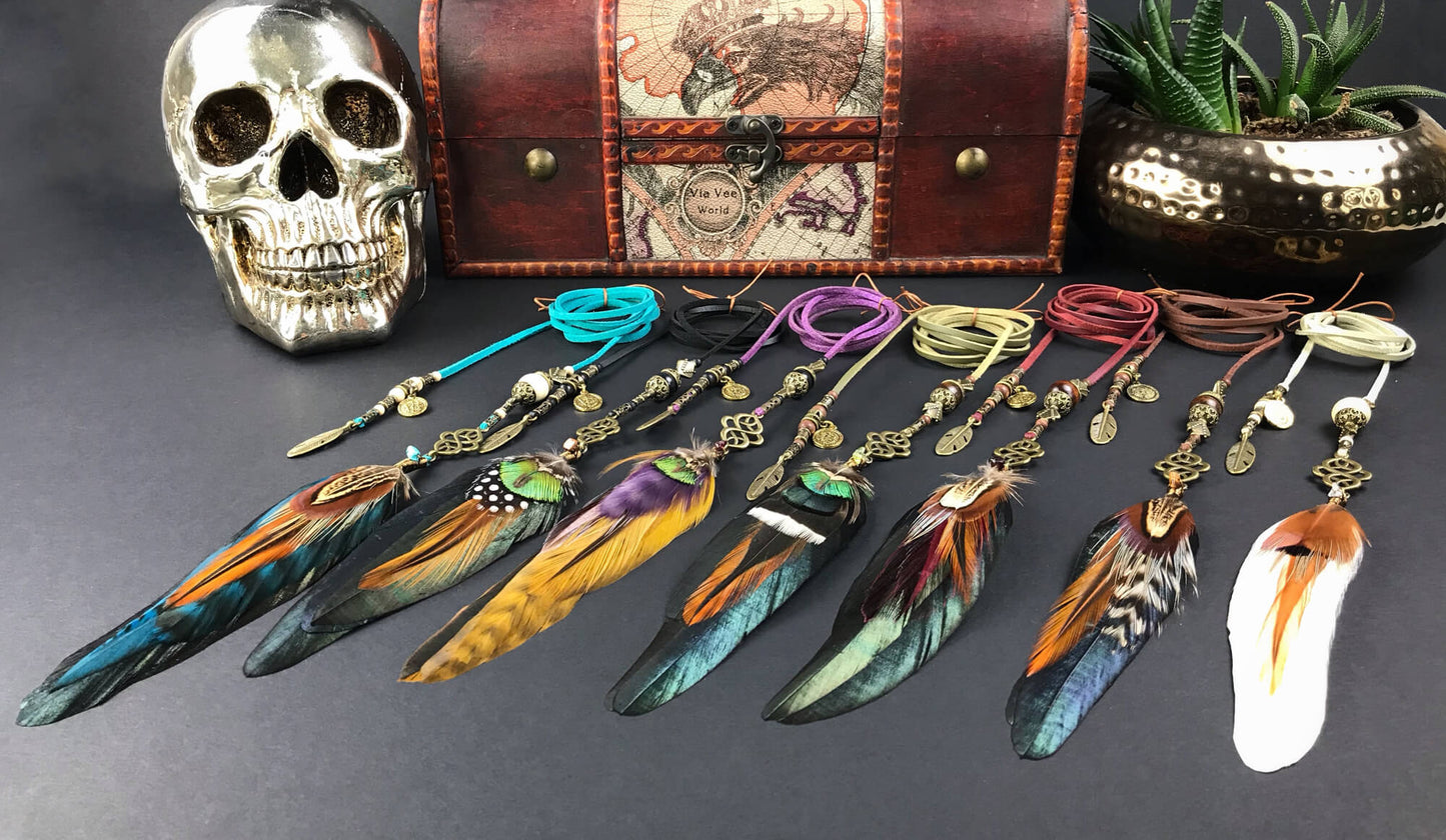Beaded Feather Hair Braiders, braid into hair, hippie accessory, bohemian style hair braid, tribal style hair braid, festival hair accessory
