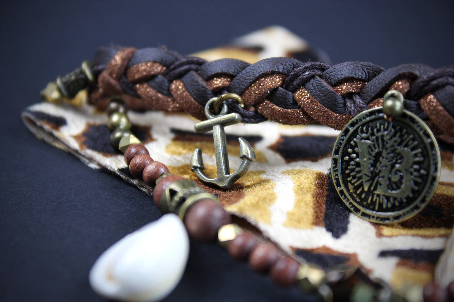The Jefferson Cuff Bracelet Set - Pirate Layered Gypsy Fabric Wrist Wrap Unisex Bracelet Set For Men And Women Rock n Roll Style