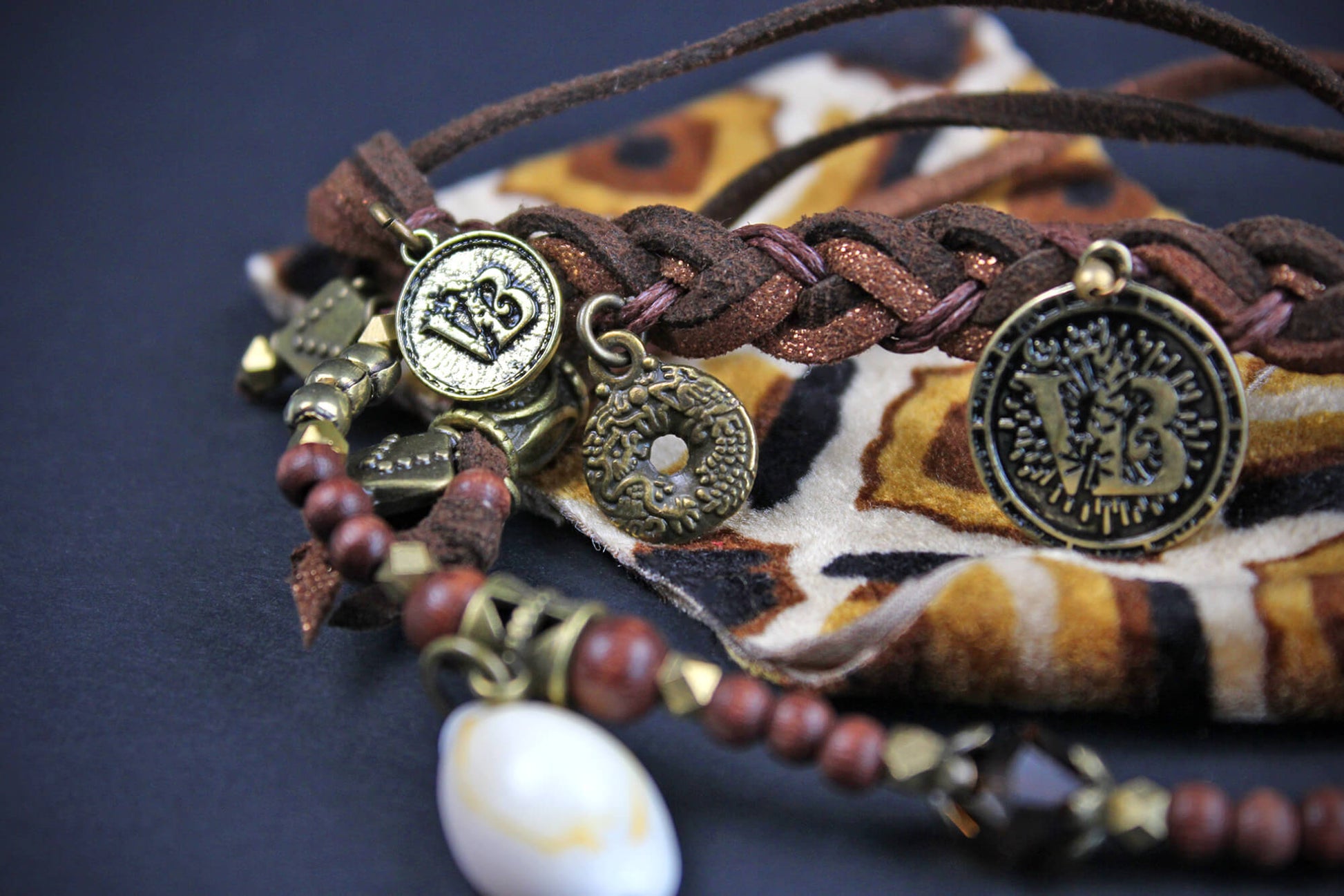The Jefferson Cuff Bracelet Set - Pirate Layered Gypsy Fabric Wrist Wrap Unisex Bracelet Set For Men And Women Rock n Roll Style