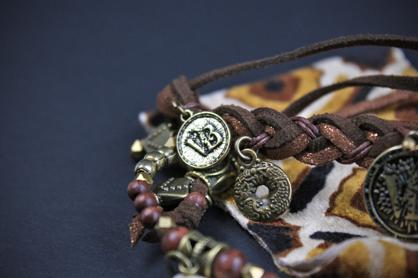 The Jefferson Cuff Bracelet Set - Pirate Layered Gypsy Fabric Wrist Wrap Unisex Bracelet Set For Men And Women Rock n Roll Style