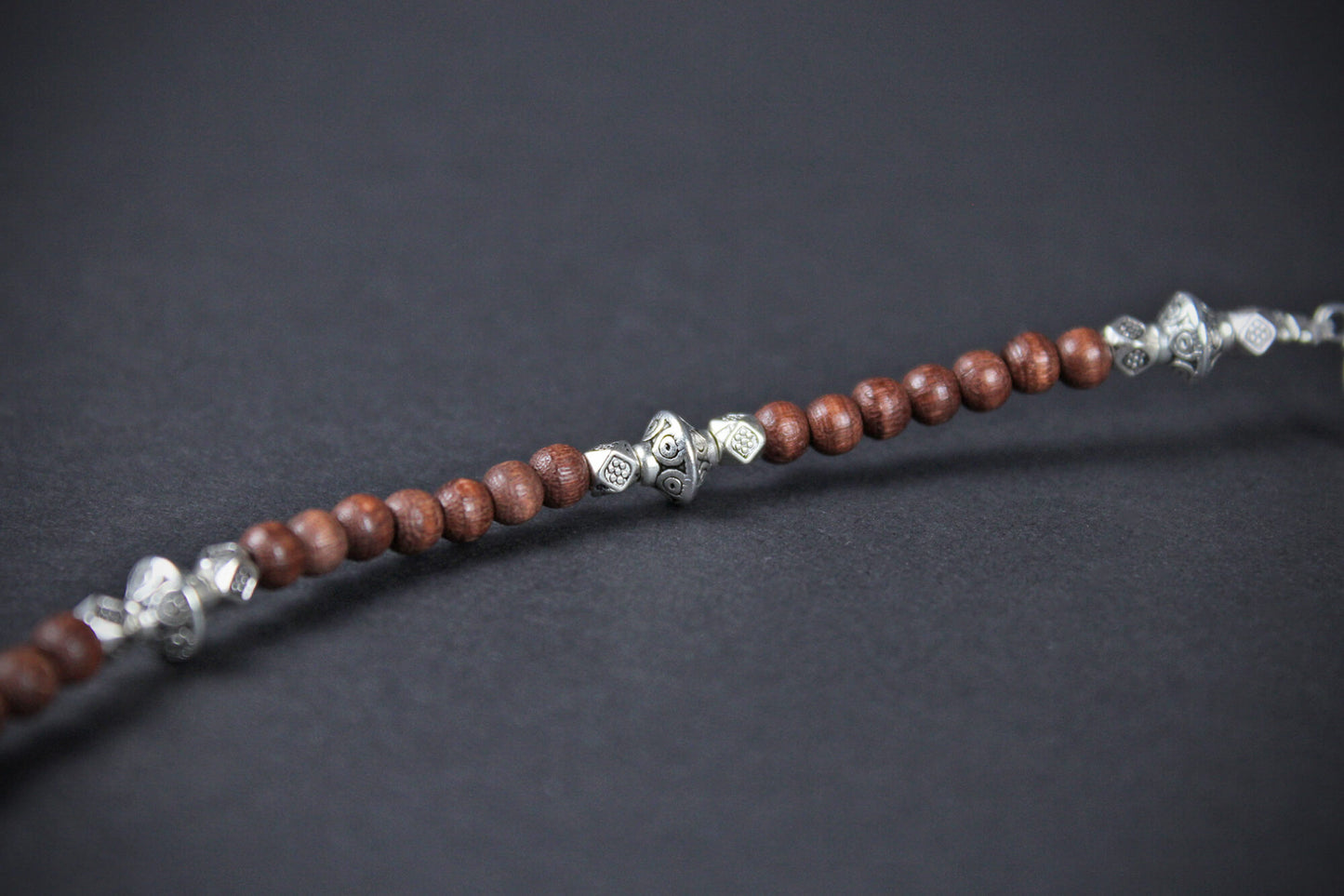 The Valhalla Beaded Layered Necklace Set - Brown - viking pirate rock n roll style unisex for men and women silver detailing dragons vein