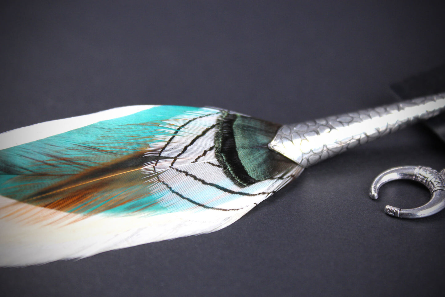 Moonbeam feather earring set, asymmetrical earrings, labradorite stone, rock n roll western cowgirl style silver earrings