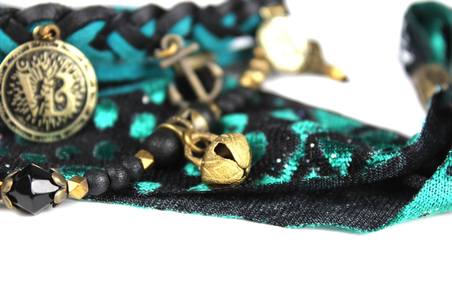 The Arizona Cuff Bracelet Set - Layered Gypsy Fabric Wrist Wrap, Turquoise Unisex Bracelet Set For Men And Women, Rock n Roll Pirate Style