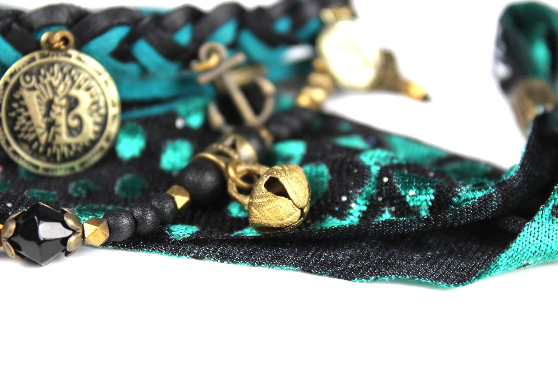 The Arizona Cuff Bracelet Set - Layered Gypsy Fabric Wrist Wrap, Turquoise Unisex Bracelet Set For Men And Women, Rock n Roll Pirate Style