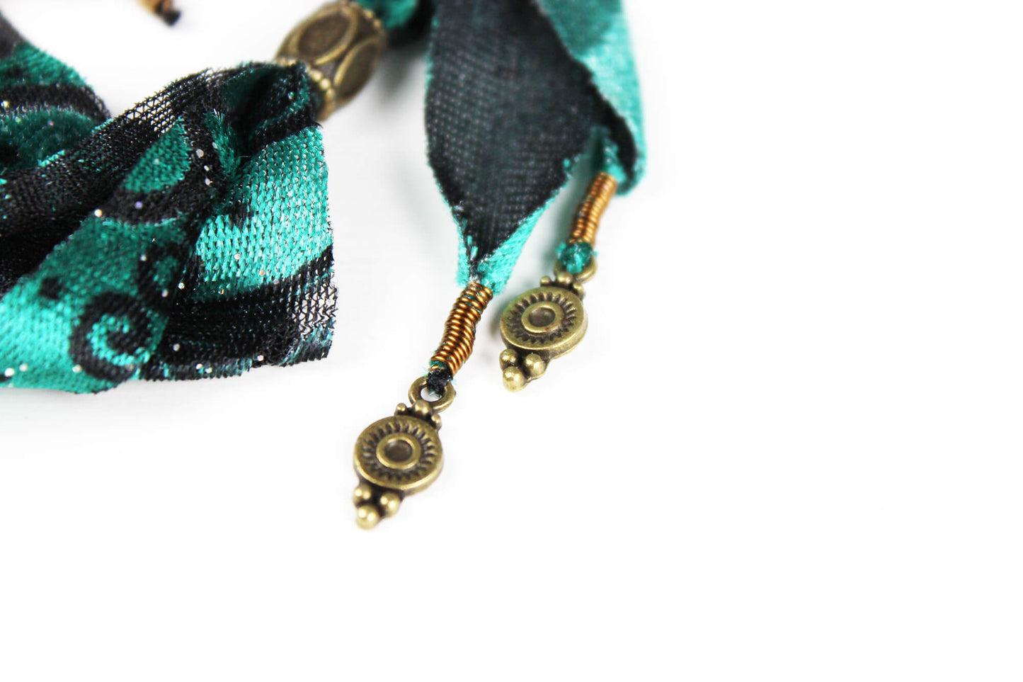 The Arizona Cuff Bracelet Set - Layered Gypsy Fabric Wrist Wrap, Turquoise Unisex Bracelet Set For Men And Women, Rock n Roll Pirate Style