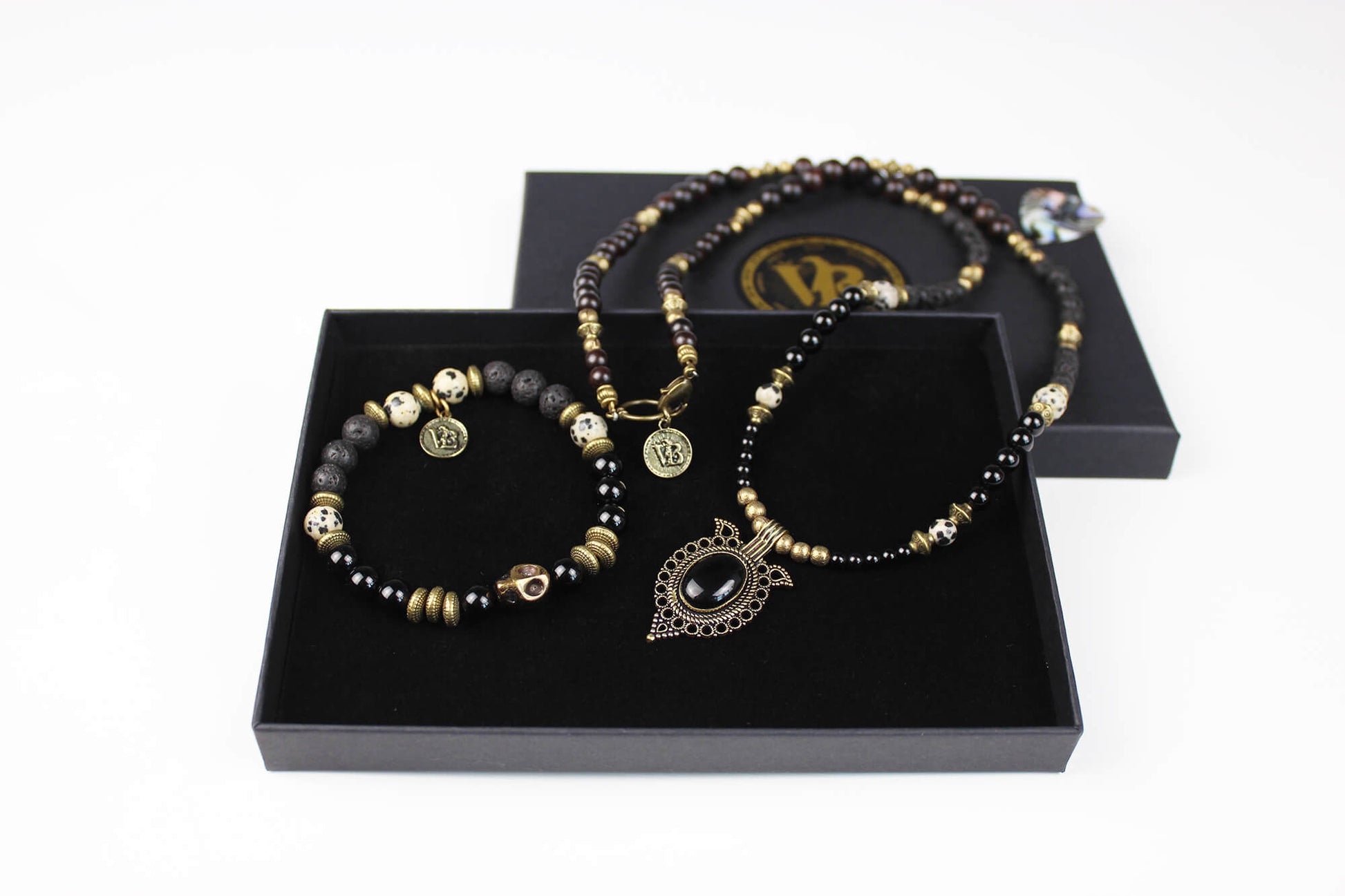 The Rapture Beaded Necklace and Bracelet Set - ebony wood black onyx beaded tribal bohemian rock n roll shamanic pirate jewellery set