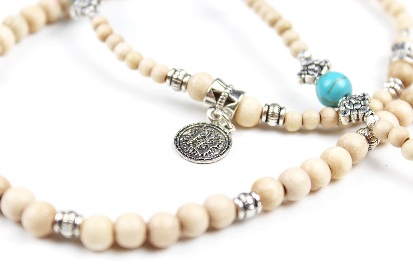 Cream & Silver Howlite Silver Beaded Glasses Chain - Bohemian Pirate Rock n Roll Country Western Style Glasses Chain Reading and Sunglasses