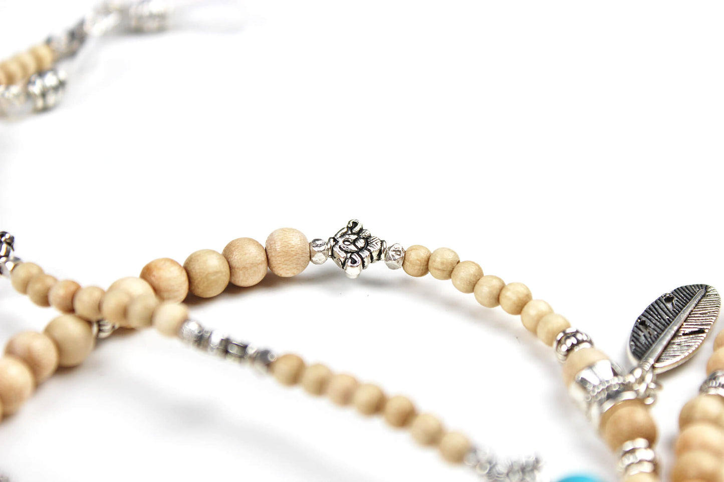 Cream & Silver Howlite Silver Beaded Glasses Chain - Bohemian Pirate Rock n Roll Country Western Style Glasses Chain Reading and Sunglasses