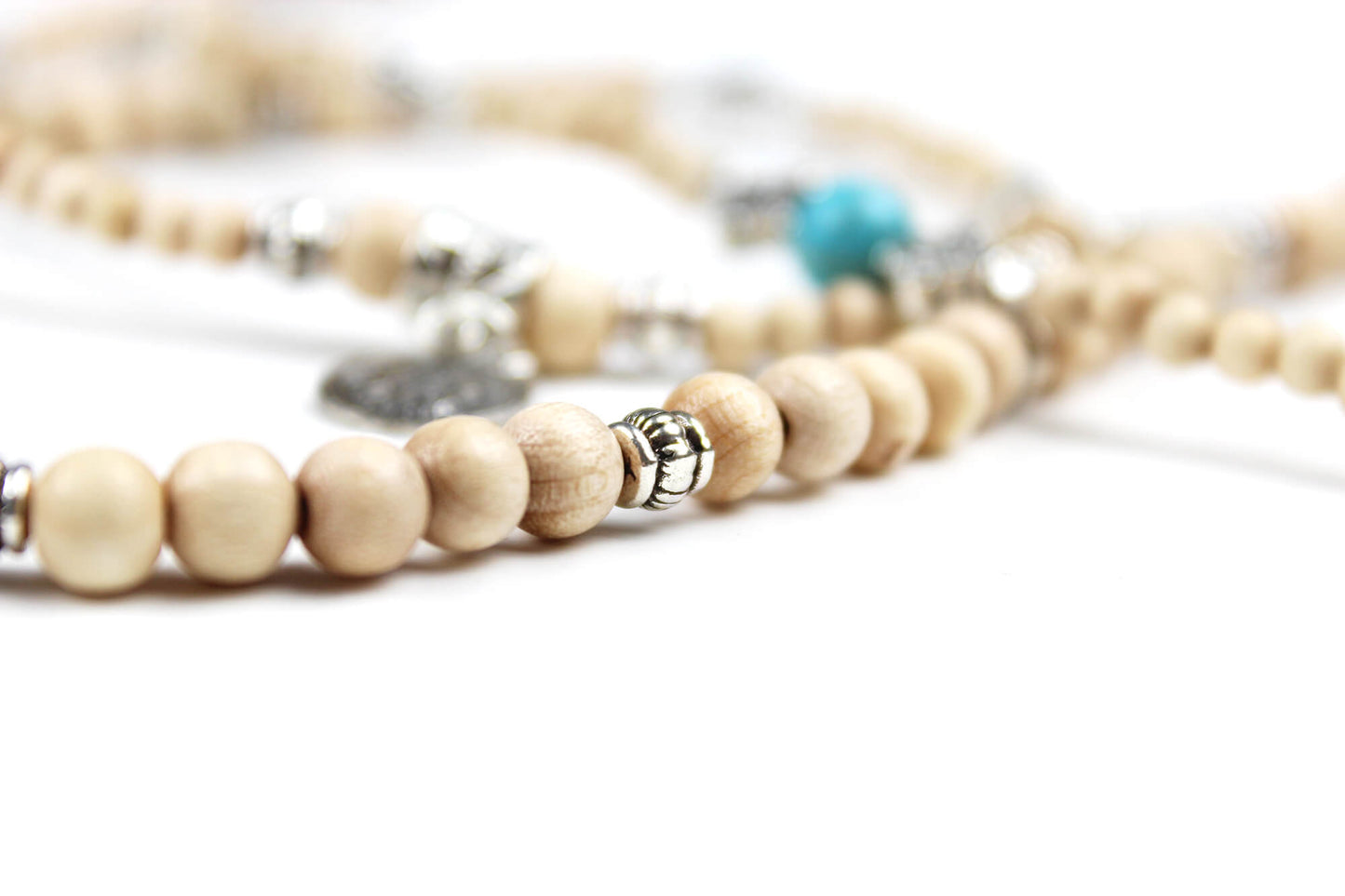 Cream & Silver Howlite Silver Beaded Glasses Chain - Bohemian Pirate Rock n Roll Country Western Style Glasses Chain Reading and Sunglasses