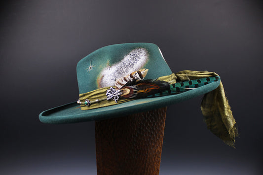 Fedora - Green on Green Distressed
