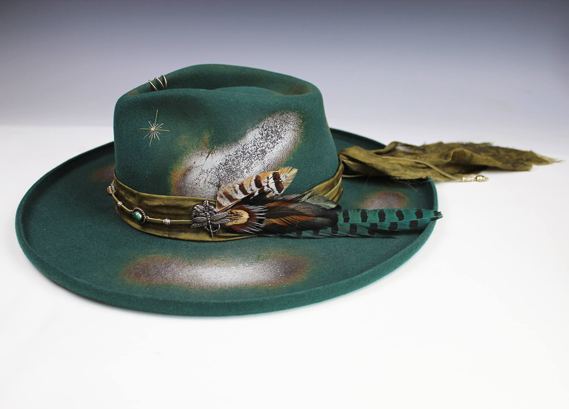 Fedora - Green on Green Distressed