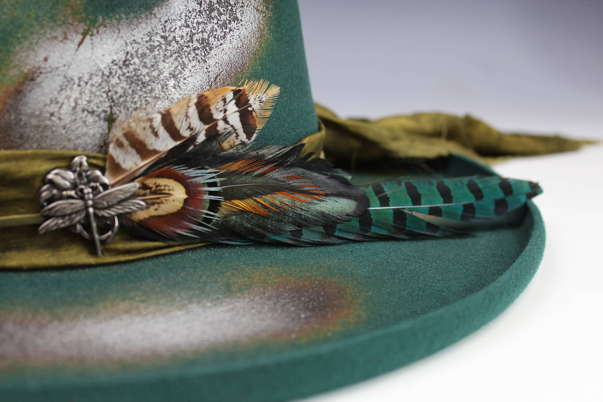 Fedora - Green on Green Distressed