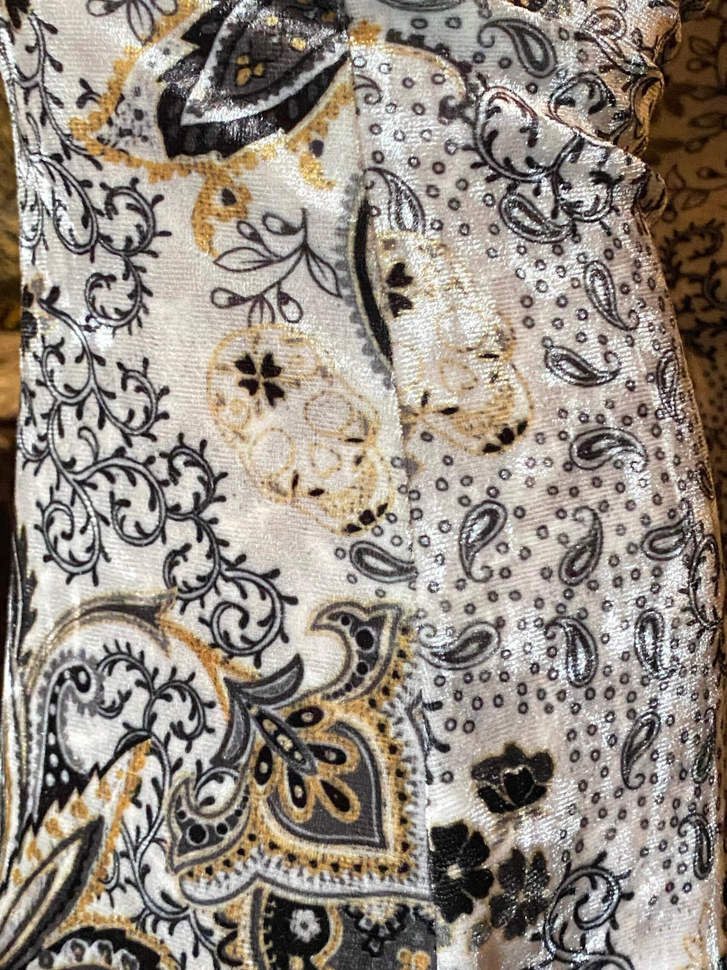 White Rabbit Paisley High Waisted Stretch Velvet Bell Bottoms - Unisex Bohemian Rock n Roll Hippie Country & Western Style Festival Fashion