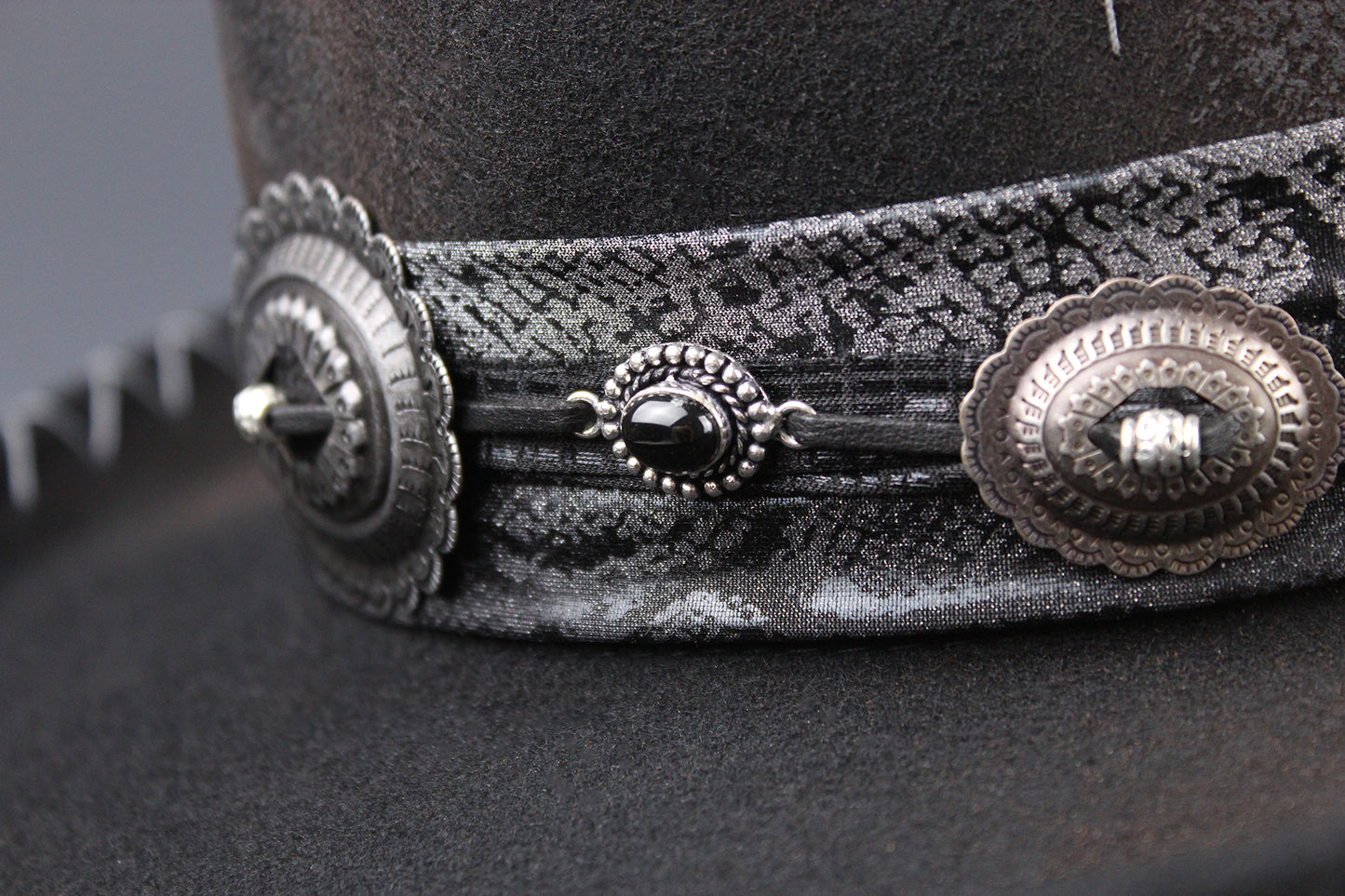 The Gothic Gambler - Wool Felt Fedora Hat Black Handmade Country Western Style Goth Cowboy Hat Unisex For Men And Women