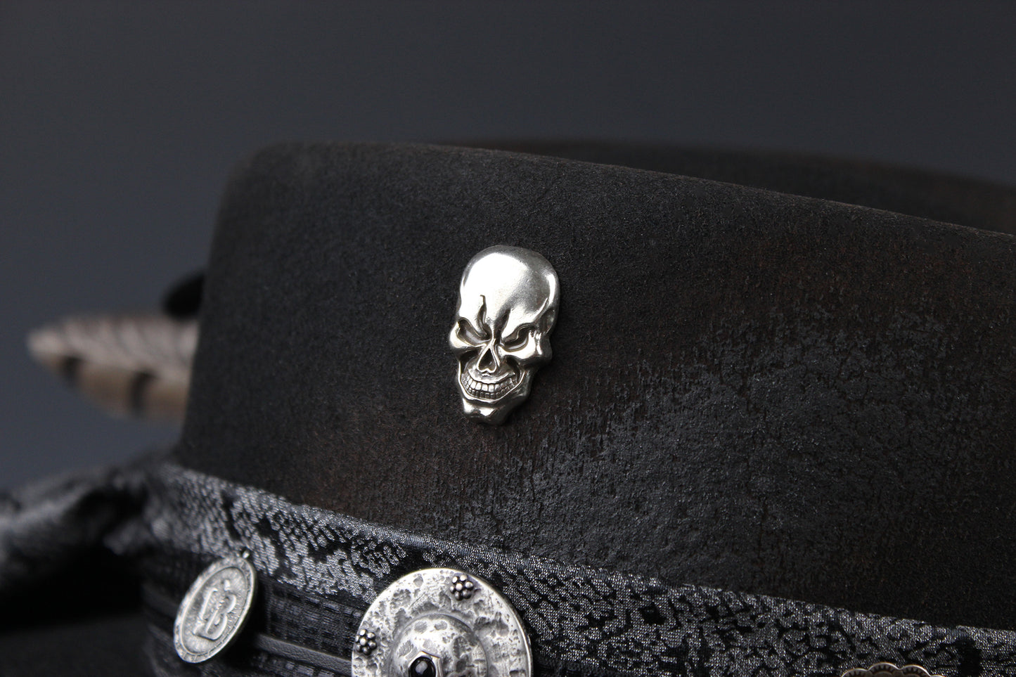 The Gothic Gambler - Wool Felt Fedora Hat Black Handmade Country Western Style Goth Cowboy Hat Unisex For Men And Women