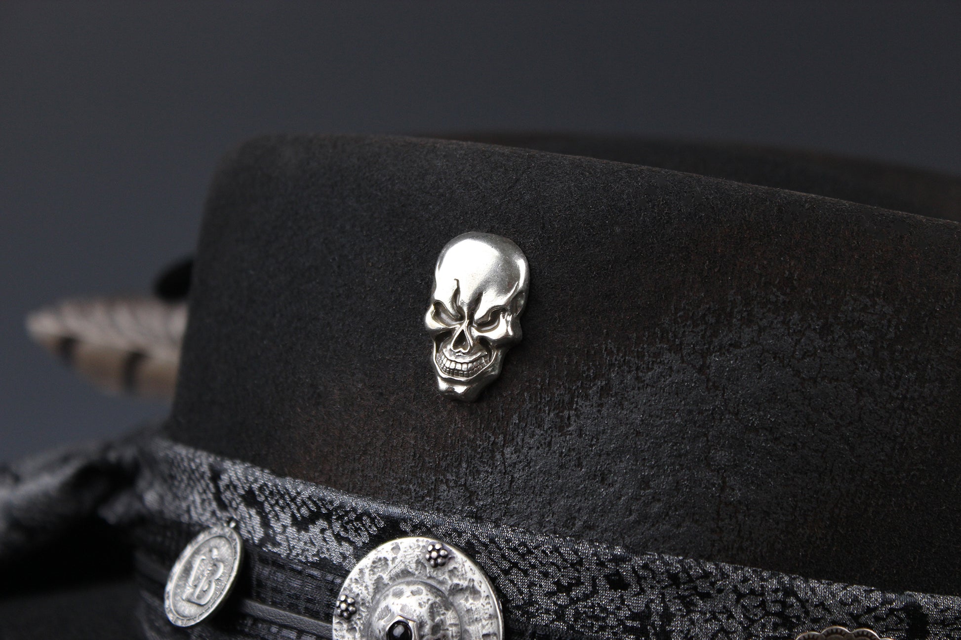 The Gothic Gambler -  Wool Felt Fedora Hat Black Handmade Country Western Style Goth Cowboy Hat Unisex For Men And Women