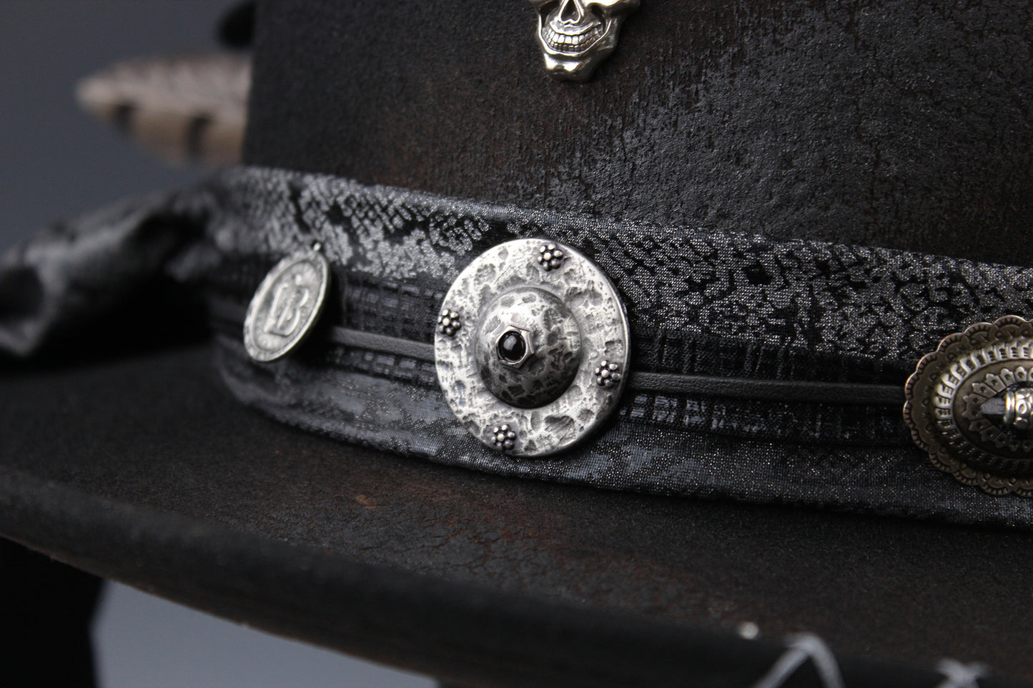 The Gothic Gambler - Wool Felt Fedora Hat Black Handmade Country Western Style Goth Cowboy Hat Unisex For Men And Women