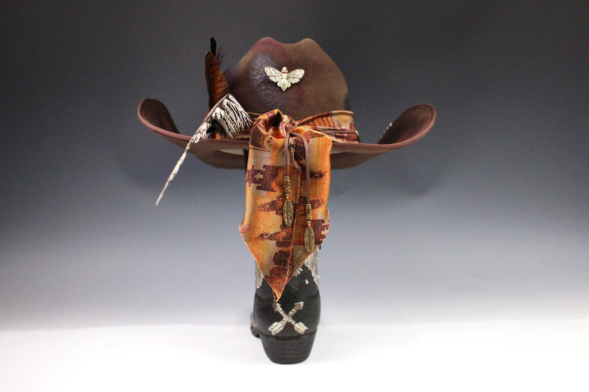 The Sierra Cattleman Cowboy Hat - Unisex wide brim distressed effect cowboy cowgirl hat, western style wool felt rancher hat