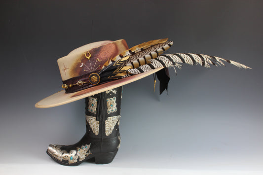 The Honey Bones Fedora - Wide Brim Unisex Hat For Men And Women Country And Western Cowgirl Style Bohemian Festival Cowboy Hat Snake Print