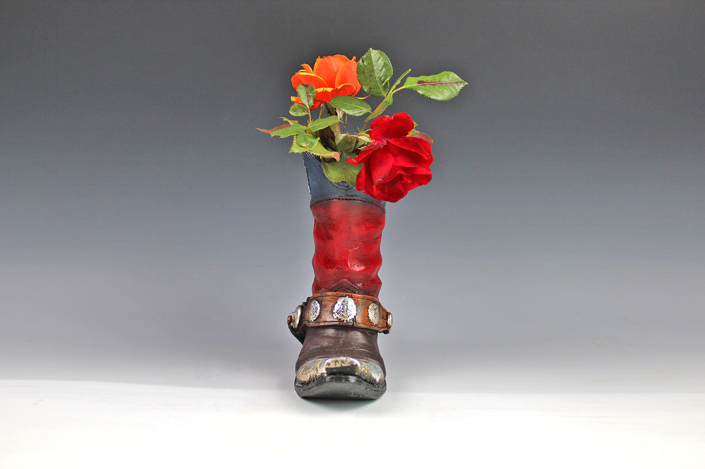 Medium Cowboy Boot Vase - cowboy boot vase American style design, western style flower arrangement vase, realistic western boot vase