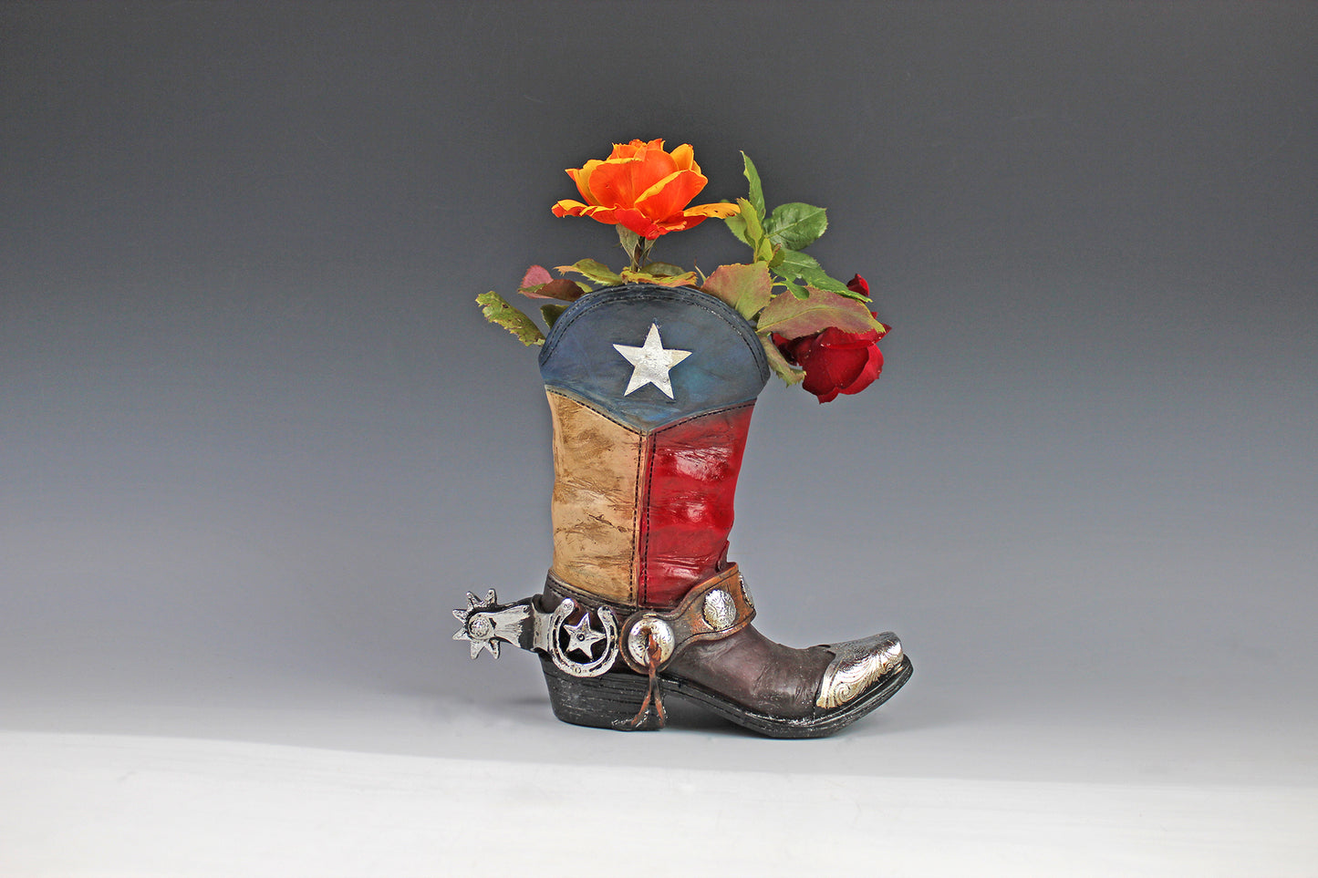 Medium Cowboy Boot Vase - cowboy boot vase American style design, western style flower arrangement vase, realistic western boot vase