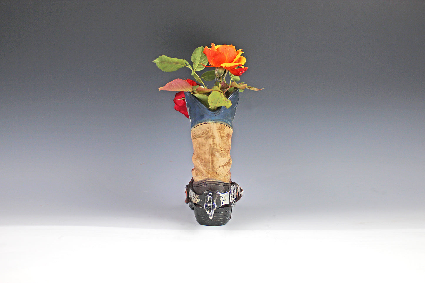 Medium Cowboy Boot Vase - cowboy boot vase American style design, western style flower arrangement vase, realistic western boot vase