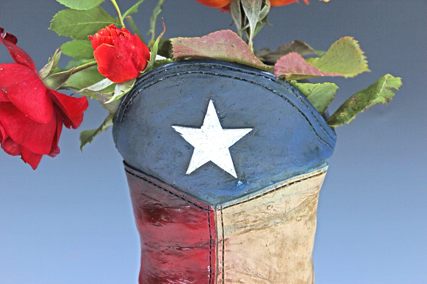 Medium Cowboy Boot Vase - cowboy boot vase American style design, western style flower arrangement vase, realistic western boot vase
