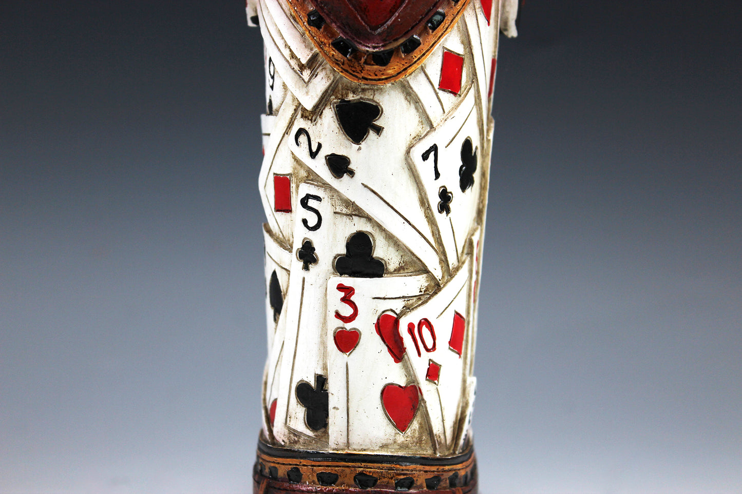Medium Cowboy Boot Vase - brown cowboy boot vase with playing card design, western style flower arrangement vase, realistic boot vase