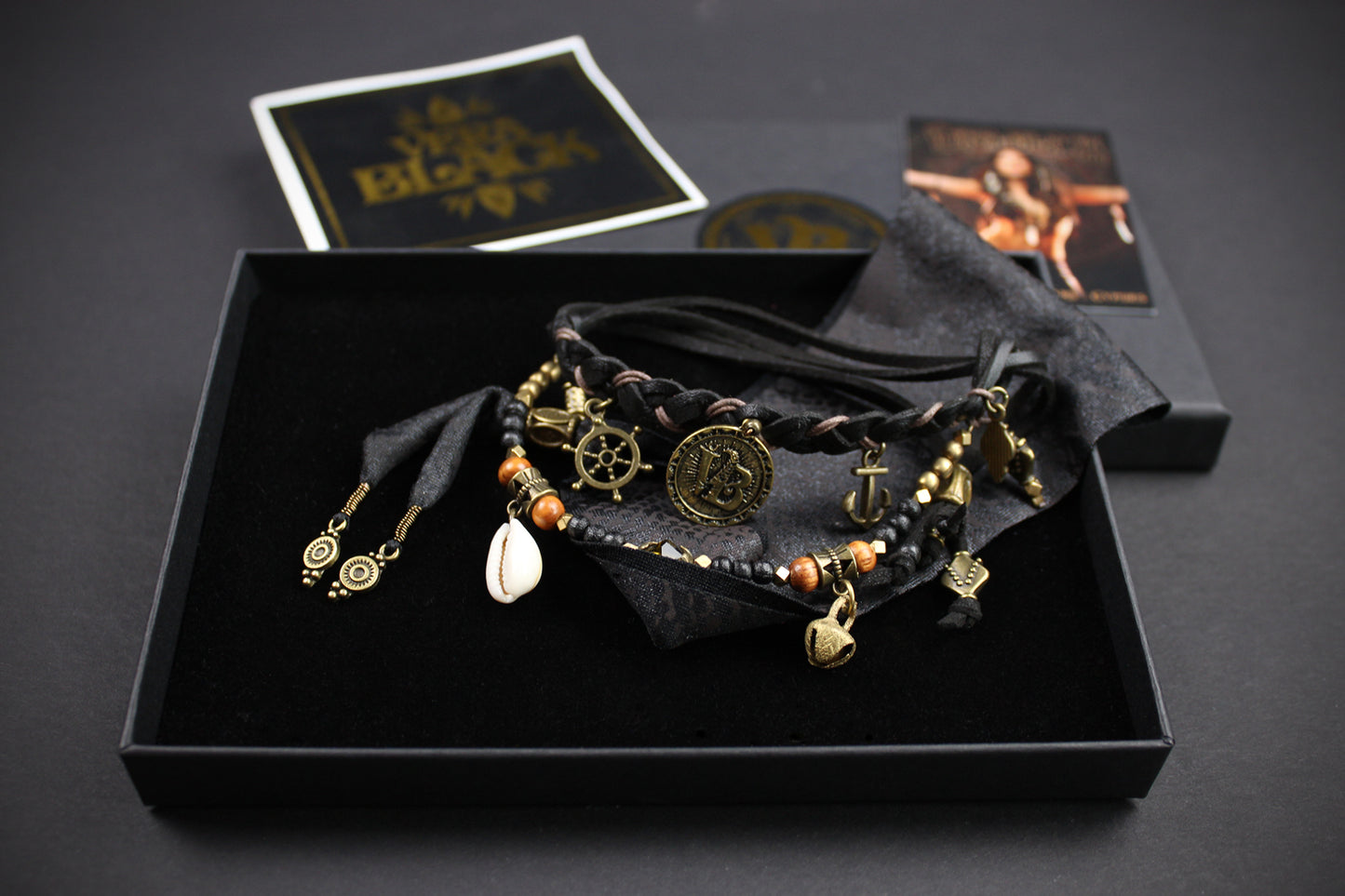 The Copperhead Cuff Bracelet Set - Pirate Layered Gypsy Fabric Wrist Wrap Unisex Bracelet Set For Men And Women Rock n Roll Style
