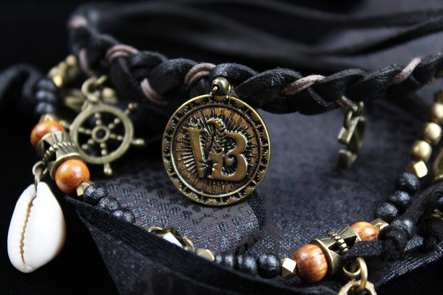 The Copperhead Cuff Bracelet Set - Pirate Layered Gypsy Fabric Wrist Wrap Unisex Bracelet Set For Men And Women Rock n Roll Style