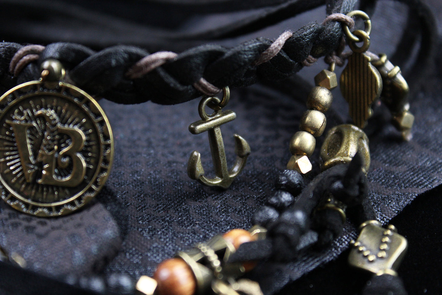 The Copperhead Cuff Bracelet Set - Pirate Layered Gypsy Fabric Wrist Wrap Unisex Bracelet Set For Men And Women Rock n Roll Style