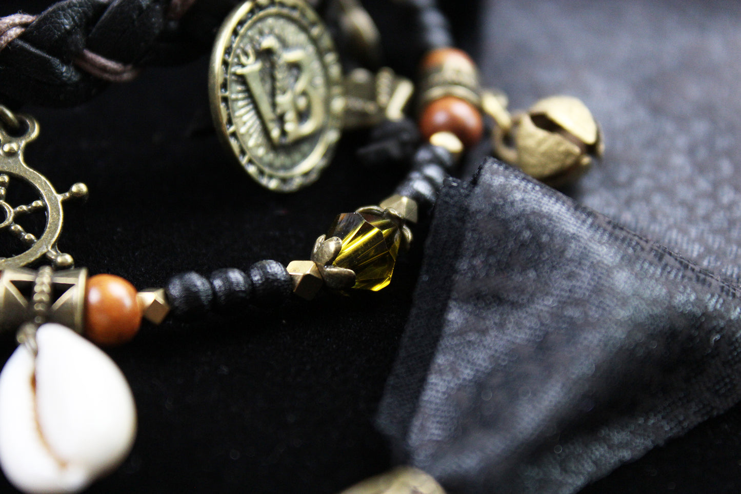 The Copperhead Cuff Bracelet Set - Pirate Layered Gypsy Fabric Wrist Wrap Unisex Bracelet Set For Men And Women Rock n Roll Style