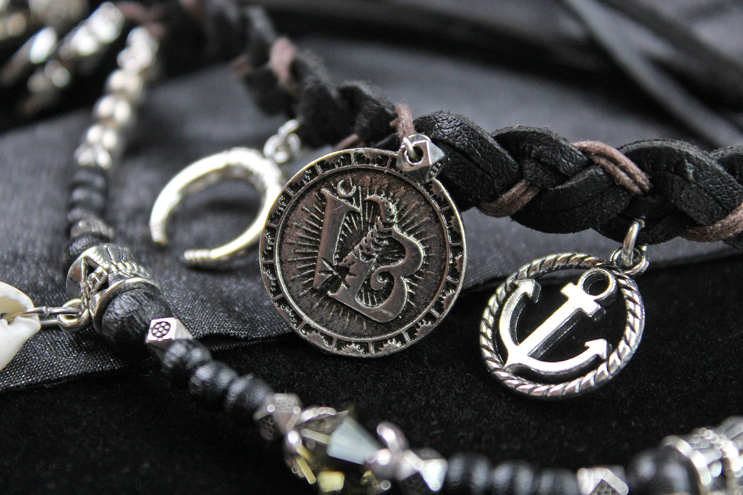 The Black Leopard Cuff Bracelet Set - Pirate Layered Gypsy Fabric Wrist Wrap Unisex Bracelet Set For Men And Women Rock n Roll Style