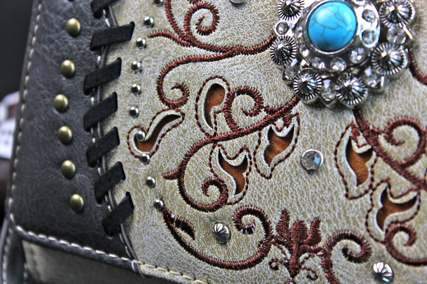 The Oklahoma Purse - small red and silver western cowgirl style purse wallet, intricate detailing with adjustable strap & magnetic clasp