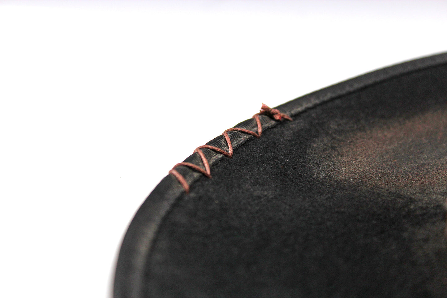 One Off Custom Fedora Hat: Black with Distressed Effect Wool Felt with gold detailing size Medium 57cm