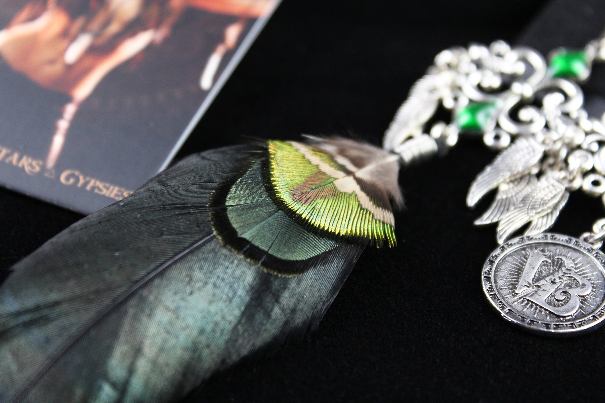 Safari Feather Earrings - Silver & Green Filigree Asymmetrical Green Feather Earrings