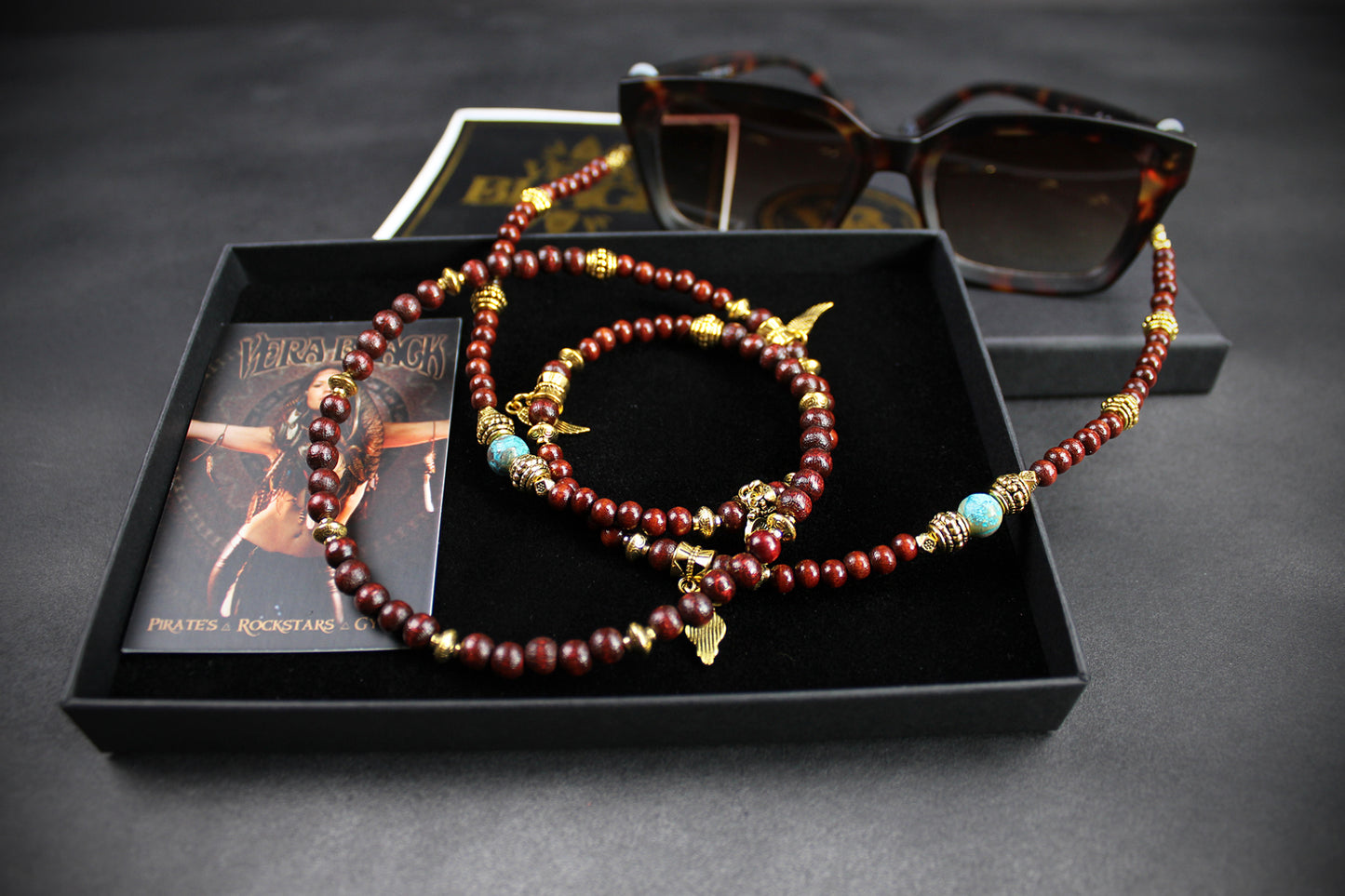 Beaded Glasses Chain: Bohemian Pirate Style Red & Gold Glasses Chain