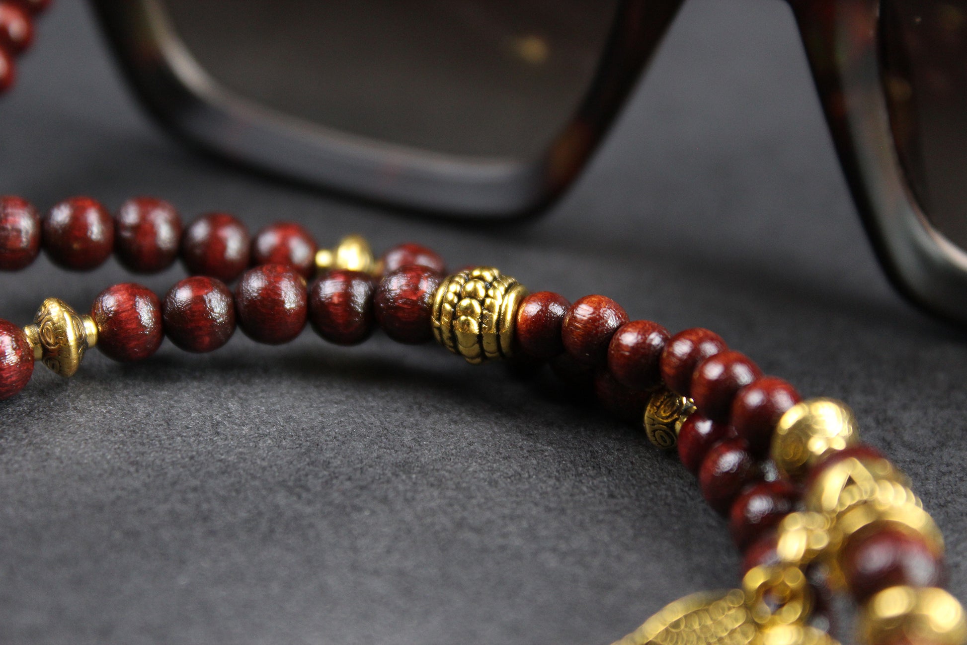 Beaded Glasses Chain: Bohemian Pirate Style Red & Gold Glasses Chain