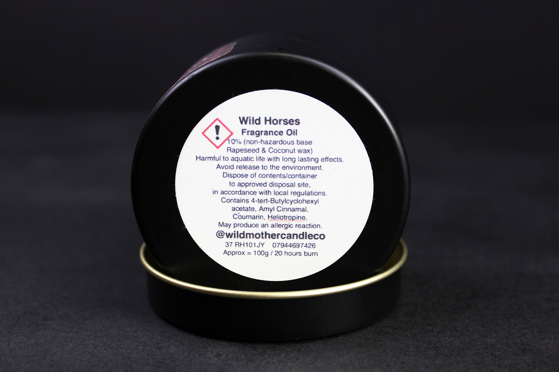 Wild Horses : Black Wax Bourbon & Salted Caramel Scented Candle