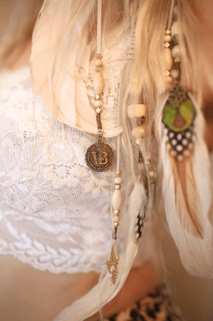 Bohemia Moonstone Feather Hair Braider