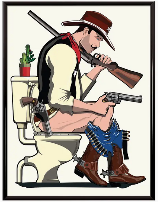 Impresión de vaquero en el baño