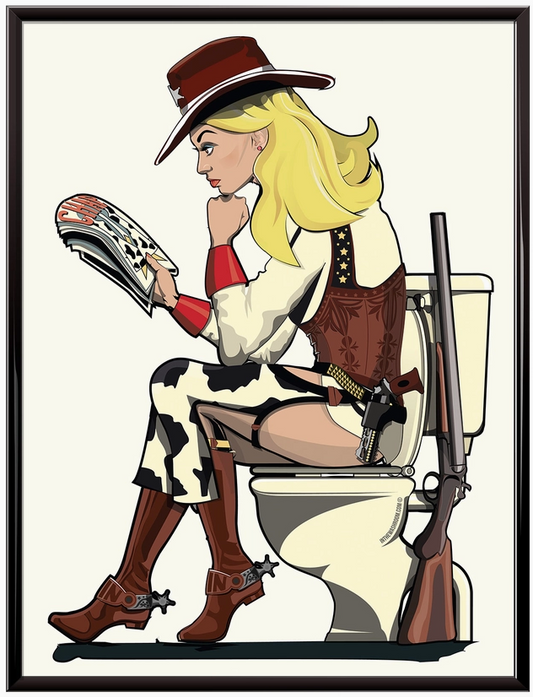 Cowgirl On the Toilet Print