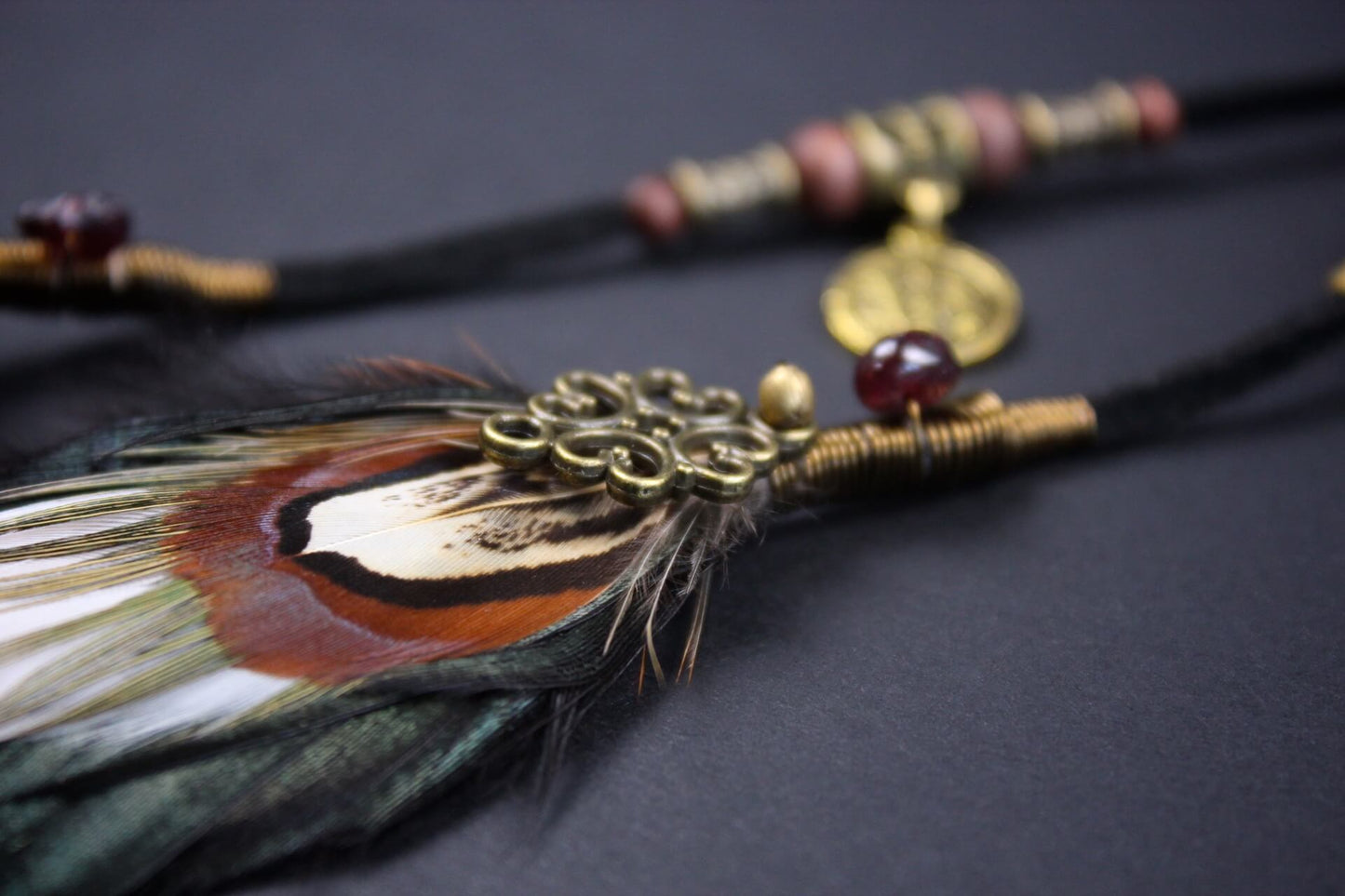 Natural Emerald Heart Feather Hair Clip