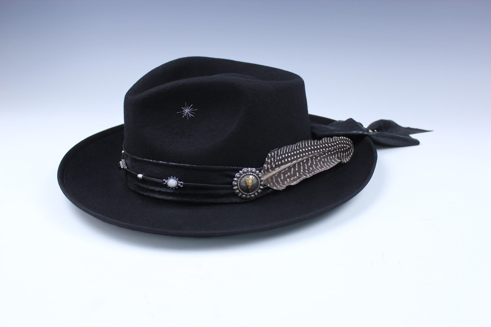 The Tomahawk Fedora - Hat Rock and Roll Style Hat Unisex For Men And Women Blues Gig Musician Hat Black And Silver Detailing